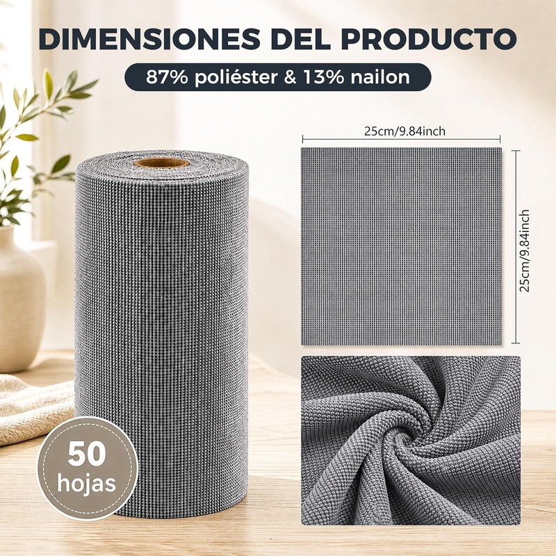 Rollos de Toallas de Microfibra YPZG Towel roll‑Grey‑MX 50 pzas