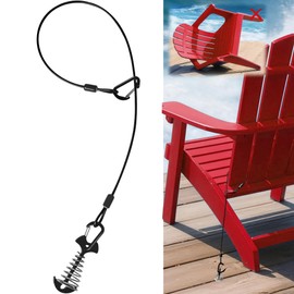 Deck Tie Down Anchor Pegs for Outdoor Furniture with Carabiners - Marine Grade Stainless Steel Easy Tool-Free Installation, Secures Chairs, Tables, Grills, Kayaks on Decks or Docks (1, Black)