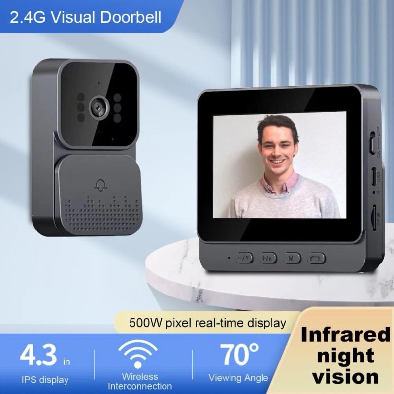 1080P 2.4G Wireless Smart Visual Intercom Video Doorbell Camera Monitor