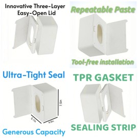 Wipe Holder for Bathroom Toilet 2 in 1 Wipes Dispenser Repeatable Paste Concealed Flushable Wipes Dispenser with Tool-Free Installation Keeps Wipes Moist