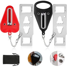 Cerradura Portatil, KEVOSOK 2 Pack Cerradura de Puerta Portátil Cerradura Viaje Cerrojo Portatil Puerta Bloqueo de Puertas Antirrobo Cerradura de Seguridad para Casa Viaje Hotel