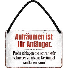 Tin Sign Funny Saying "Auffräuen ist für AnFÄNGER." Decorative Hanging Sign Door Sign House Entrance Metal Sign Funny Gift for Birthday or Christmas 18 x 12 cm