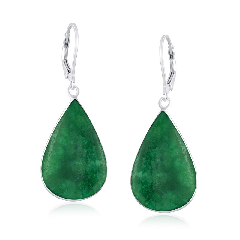 Simplistic Boho Fashion Gemstone Inlay Long Flat Tear Shaped Dangle