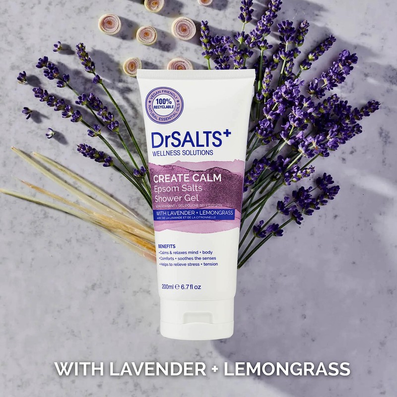 DrSALTS+ Calming Therapy Shower Gel with Epsom Salts, Lavender and