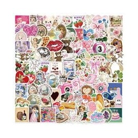 100PCS Pink Y2K Stickers for Luggage,Water Bottle,Skateboard,Suitcase,Guitar, Laptop,Motorcycle,Scrapbook,Adults Girls Sticker,Cool Cute Vintage Aesthetic Vinyl Decals,Cartoon Trendy Graffiti Sticker