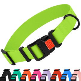 CollarDirect Adjustable Dog Collar Colorful Waterproof Pet Collars for Active Small Medium Large Dogs Puppy Snow Rain Water Dirt Odor Resistant (Lime Green, Large (14-18 Inch))