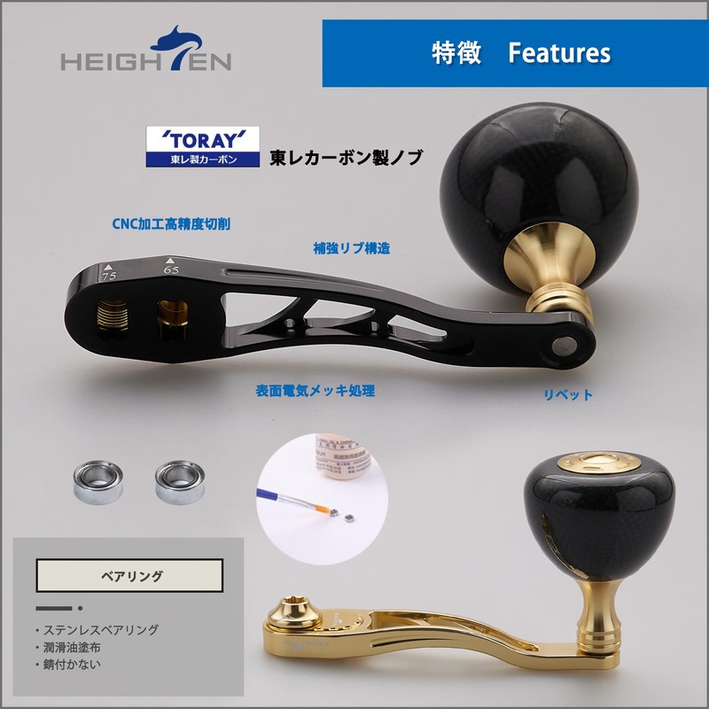 HEIGHTEN 1187 65/75mm Variable Reel Handle, 1.4 inches (36 mm),