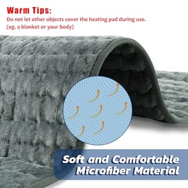 Compresa Caliente Almohadilla térmica para aliviar el dolor de espalda y calambres, con apagado automático, lavable a máquina, para cuello, hombros, rodillas, brazos, piernas y más (gris oscuro, 60 x 30 cm)