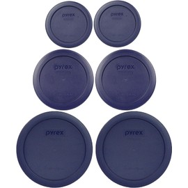 Pyrex (2) 7202-PC 1-Cup, (2) 7200-PC 2-Cup, & (2) 7201-PC 4-Cup Blue Food Storage Replacement Lids - Made in USA