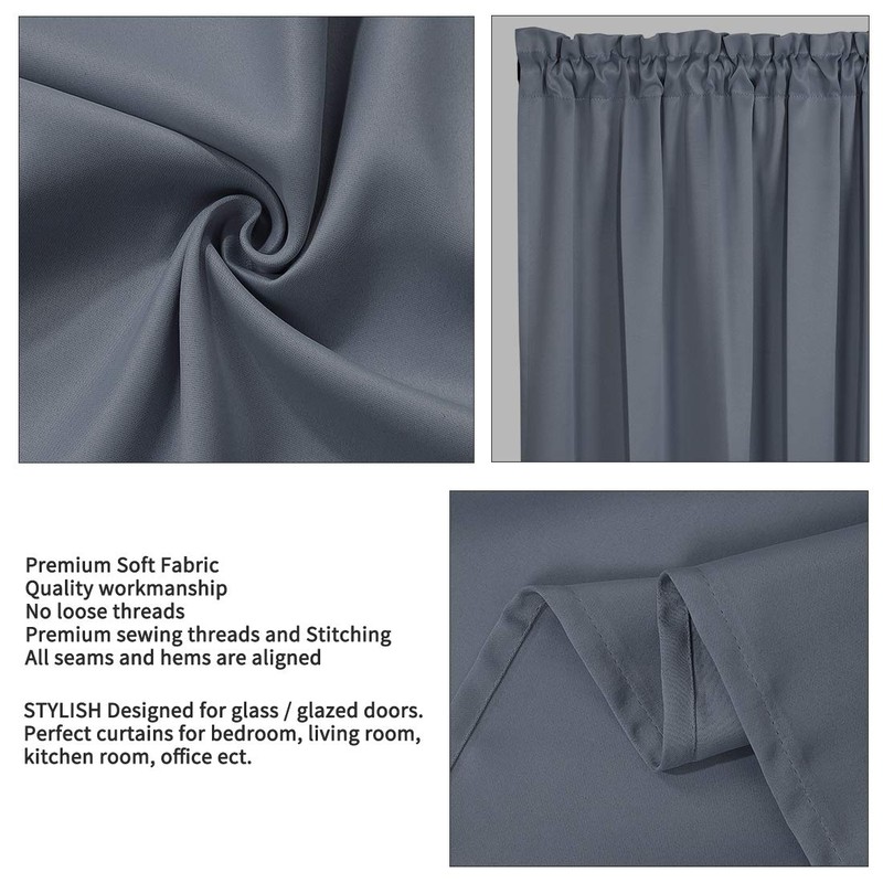 PiccoCasa Blackout French Door Curtain Panel - Blackout Door Curtain