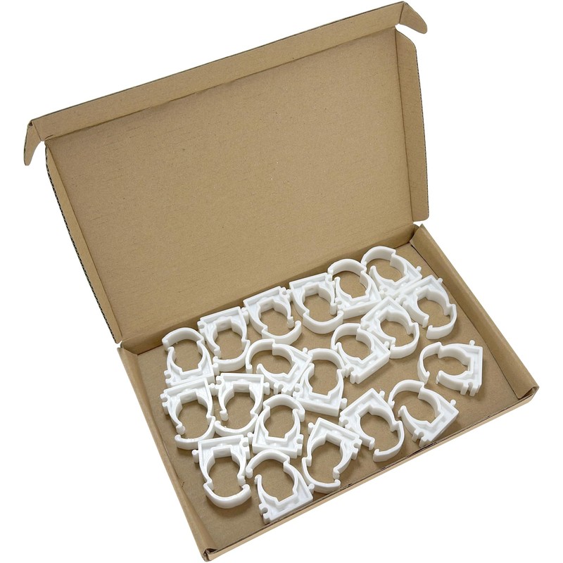 20 PCS White Plastic Water Pipe Clamps,Snap-On Single Tube Clips