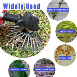 NeJesZoe 10 Inch Steel Wire Weed Wheel Brush Weed Trimmer Blade Head, Wire Rotary Brush Cutter Trimmer Head for Weed Eater, Weed Wrackers, Compatible with Husqvarna, Sthil, Moss Grass Rust Removal