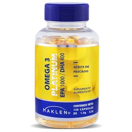 Maklen Omega 3 Platinum - EPA1,000 mg y DHA 400 mg - Aceite de Pescado de Golden Omega con Certificacion IFOS - 120 Softgels de 1,300 mg              
