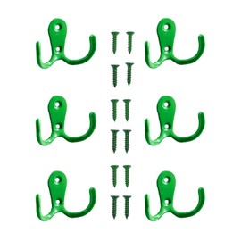VIPERMARK 6 Pack Heavy Duty Double Prong Coat Hooks Wall Mounted Retro Double Hooks for Coat, Scarf, Bag, Towel, Key with 12 Screws