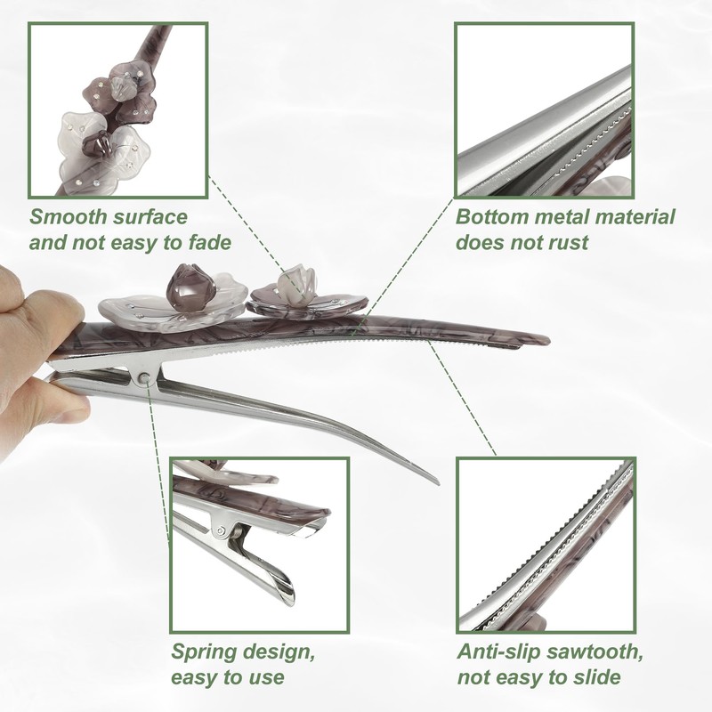 VOCOSTE Pack of 2 long metal duckbill hair clips, 5.31