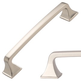 KOOFIZO Big Square Foot Cabinet Arch Pull - Brushed Nickel Furniture Handle, 5 Inch/128mm Screw Spacing, 10-Pack for Kitchen Cupboard Door, Bedroom Dresser Drawer, Bathroom Wardrobe Hardware