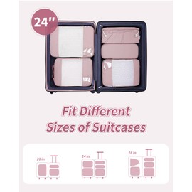 Narwey 5 Set Compression Packing Cubes for Suitcases and Backpack, Suitcase Organiser Bags Travel Packing Cubes for Carry on Hand Luggage Travel Essentials Bag (Pink)