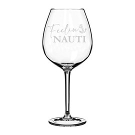 MIP Wine Glass Goblet Gift Feelin Nauti Anchor Funny Lake Boat (20 oz Jumbo)