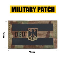 DEU Germany IR Infrared Reflective Patches, Velcro Military German Army Patch, Velcro Patches for Tactical Clothing, Backpack, Baseball Cap, Uniform, Vest, Dog Harness