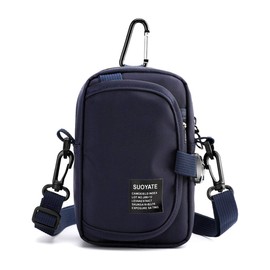 Lohol Multifunction Cell Phone Holster, One Shoulder Pouch with Carabiner, Outdoor Tactical Waist Belt Bag, Security Purse Crossbody Gadget Pocket for Smartphone Up to 6.5 inches (Navy Blue)