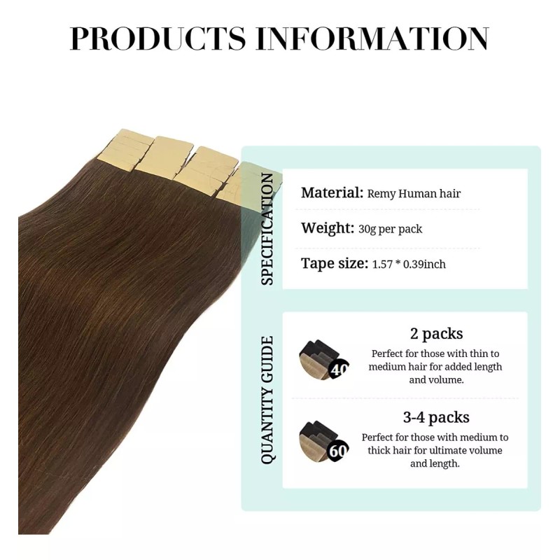 Doores Extensiones De Cabello Humano 100% 10in 30gr Marrón Chocolat