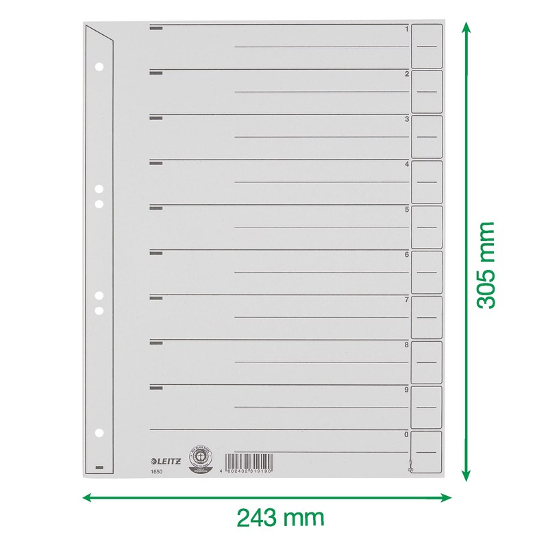 Leitz Register für A4, Deckblatt und 10 Trennblätter, Taben individuell