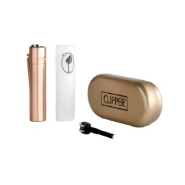 Clipper Metal Lighter-Assorted Rose Gold Color Bundles with Lighter Accessories