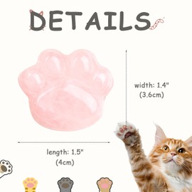 YATOJUZI YATOJUZI Rose Quartz 1.5" Cat Paw Worry Stones for Anxiety Natural Crystals and Healing Stones Worry Stone Anxiety Relief Items Meditation Accessories Stress Relief Cat Gifts for Women Cat Lovers