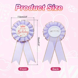 PATIKIL Birthday Ribbon Pin, 5.9 x 2.8" Award Ribbon Fabric IT'S MY Birthday Pin for Party Adults Women Party Decorations Celebration Accessory Gift, Light Purple