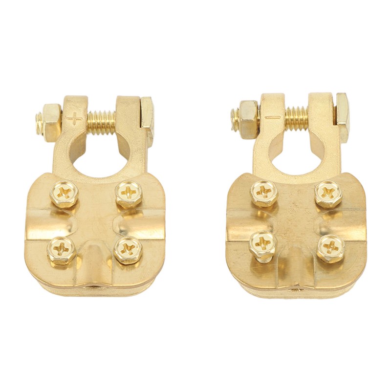 2Pcs Brass Battery Terminal Connector Car Top Post Clamp Set