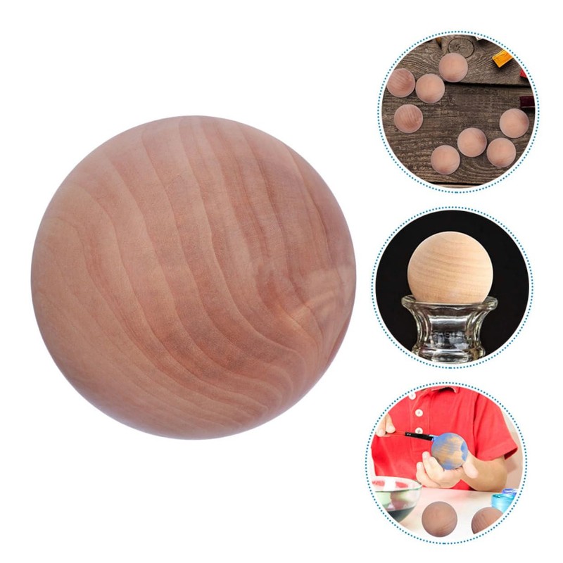 DOITOOL Wooden Round Ball Unfinished Natural Wood Craft Accessory for