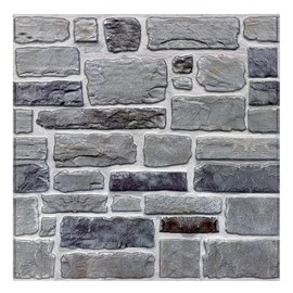 Commomy 10PCS 3D Faux Stone Wall Panel Farmhouse Fireplace Decoration Self-Adhesive Wall Tile Waterproof 11.8" x 11.8" for Kitchen Backsplash - style: 3D Ocean Mist Stone
