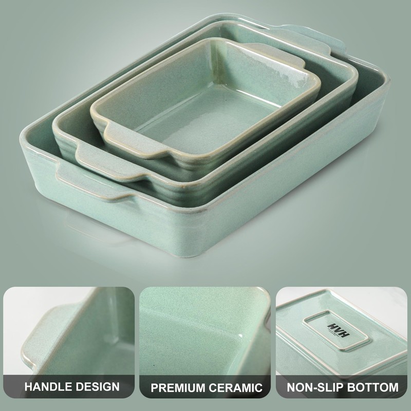 HVH 9x13 Baking Dish Set, Large Casserole Dishes for Oven,