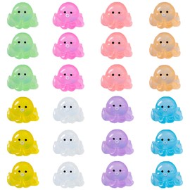 24 PCS Mini Resin Octopuses, Mini Resin Animals Tiny Octopuses Figurines Glow in the Dark, Miniature Figurine Luminous Ornaments for Garden DIY Craft Micro Landscape Car Aquarium Dollhouse Decoration