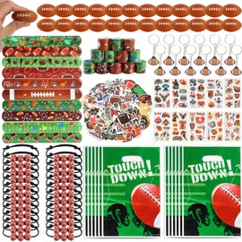 Kolewo4ever 295 Pieces Football Party Favors Football Themed Birthday Gift Goodie Bags Party Faovrs 24 Set Mini Foam Stress Balls,Slap Bracelet, Keychain, Charm Bracelets