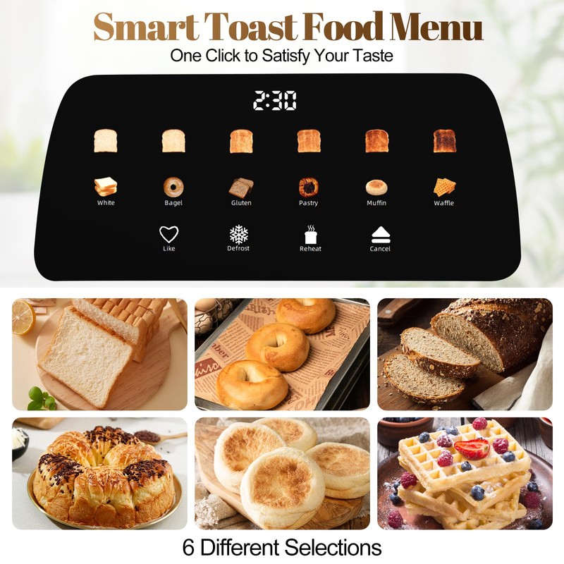 Tesslux 4 Slice Toaster with Touch Screen Control, 1.5" Wide