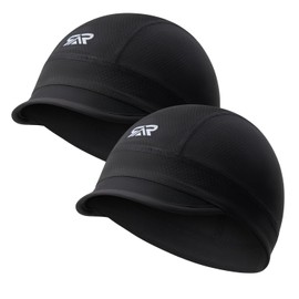 SUNMECI 2 Pcs Cooling Skull Cap for Men,Cycling Cap Helmet Liner with Sun Visor for Running Bike Hard Hat Liner