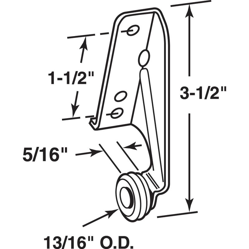 Prime-Line MP7141-5 Drawer Track Center Roller, 13/16 In., Left Hand