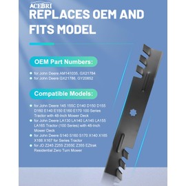 ACEBRI Mulching Blade 48 '' Fit for John Deere AM141035, GX21784,for John Deere GX21786, GY20852 145 D 140 150 155 C 160 LA 130 140 145 165 X 165 S 140 S 170 E 140 Mower Blades 3Pack