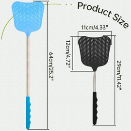 Bonsicoky 3 Pack Fly Swatters Set - Plastic Fly Swatters Heavy Duty - Fly Swatters with Stainless Steel Handle for Indoor and Outdoor - Blue + Green + Black