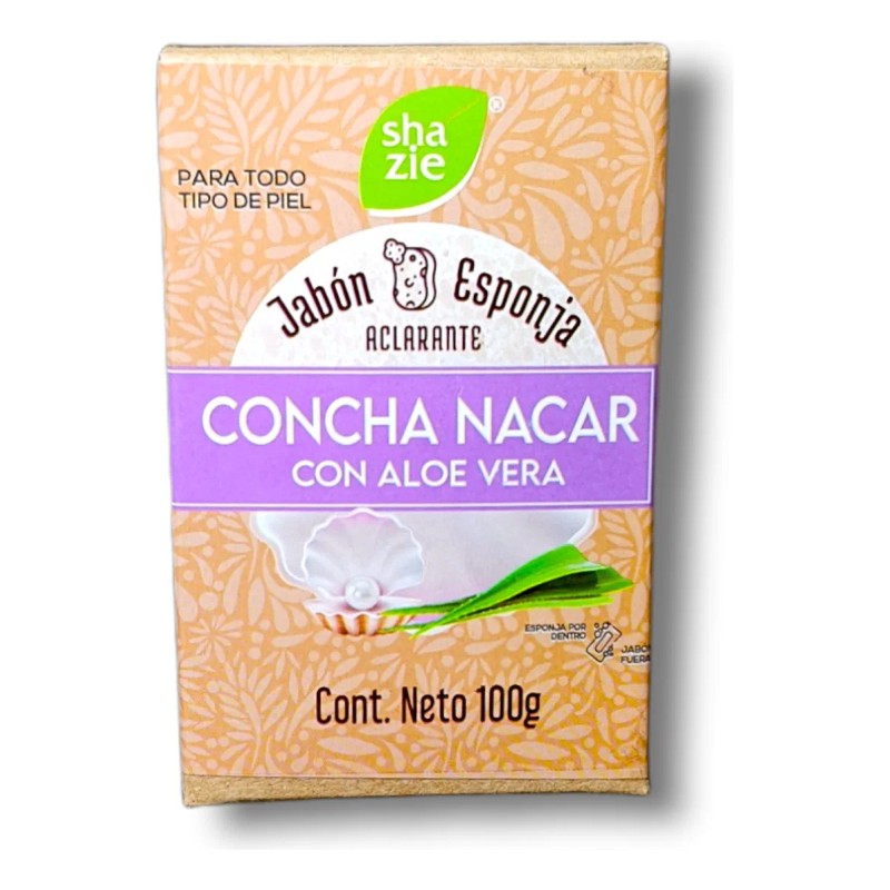 Jabón Esponja Vegano Concha Nacar Y Sábila Aloe Vera 100g