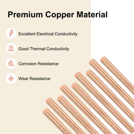M METERXITY 10-Pack Copper Round Rod 4mm Dia. 3.94 Inch Length T2 Stock Solid Rod Lathe Bar for Metal Crafts DIY/Gardening/Industry/Decoration Pure Copper Tube