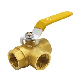 BesNPT 1/2" NPT Female Thread 3 Way (T-Port) Forged Brass Ball Valve with Lever Handle