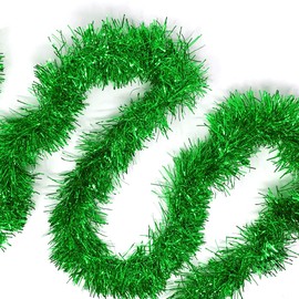 Allgala 50 Feet Christmas Foil Tinsel Garland Decoration for Holiday Tree Walll Rail Home Office Event-Green-XG93206