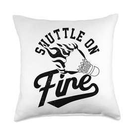 Shuttle On Fire Badminton Player Shuttlecock Badminton Sport Throw Pillow