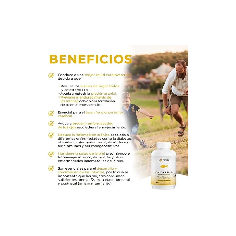 BIO B Omega 873mg EPA567mg DHASabor Hierbabuena sin eructo pescado120Cáp