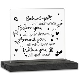 Behind You All Your Memories Sign, Congrats Grad Gift Women, Graduation Quote Sign, Inspirational Graduation Ideas, Grad Gift for Him, Her, Friends, Women, Acrylic Decorative Signs ZBB35