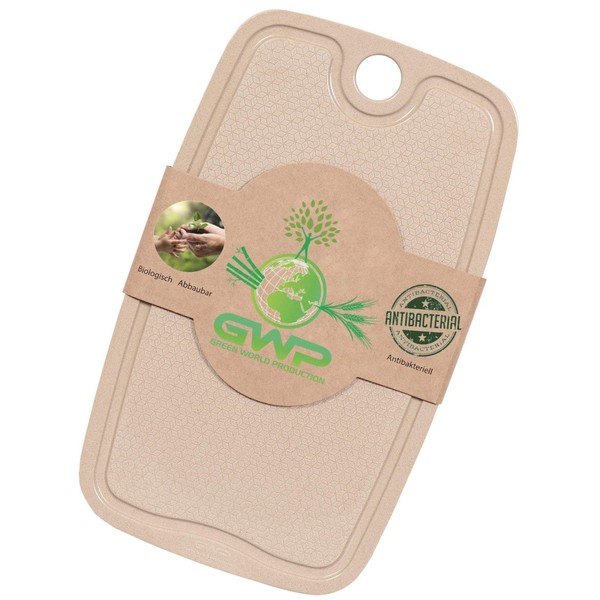 Green World Production I 100% organic chopping boards with juice groove, antibacterial kitchen boards, chopping boards, bread cutting boards, serving boards with non-slip feet.