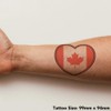 'Canada Flag Heart' Temporary Tattoo - Water Resistant, Skin-Safe, Non-Toxic
