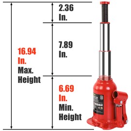 BIG RED 8 Ton (16,000 LBs) Torin Double Ram Welded Hydraulic Car Bottle Jack for Auto Repair and House Lift, Red, ATH80802XR